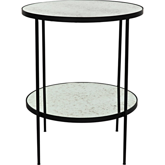Anna Side Table by Noir in metal, antiqued mirror. Made from metal in a transitional style.