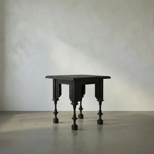 Luxor Side Table by Noir in hand rubbed black. Made from mahogany in a traditional style.