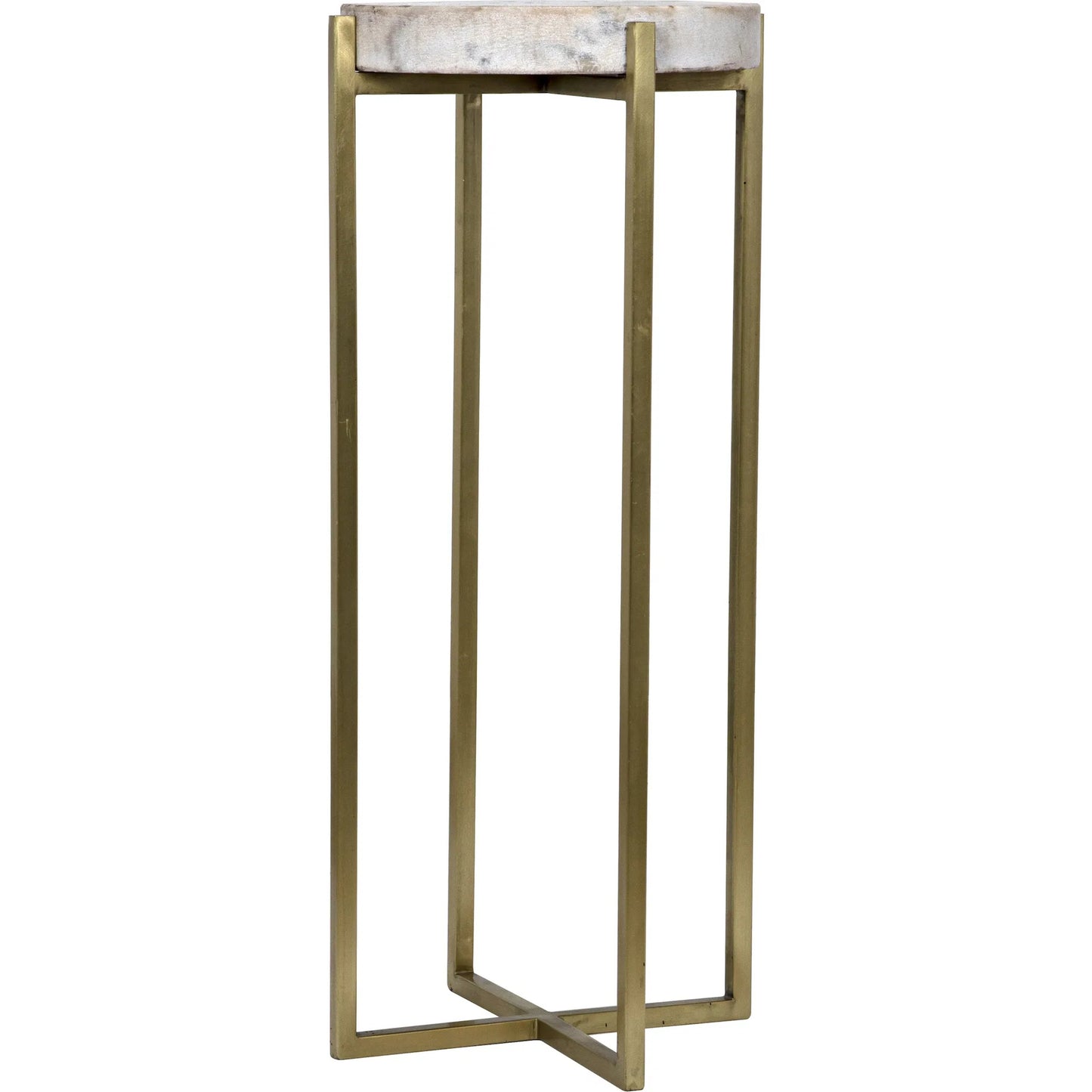 004 S-335477 | Unknown | Soho Side Table by Noir in antique brass. Made from metal, quartz in a transitional style.