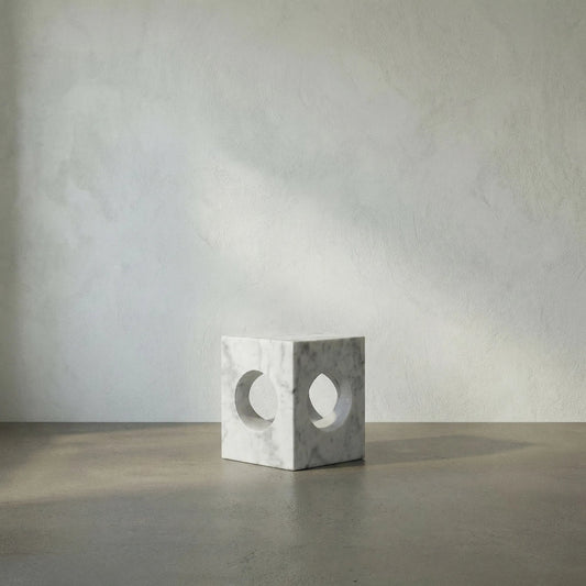 Merlin Side Table by Noir in marble. Made from marble in a transitional style.