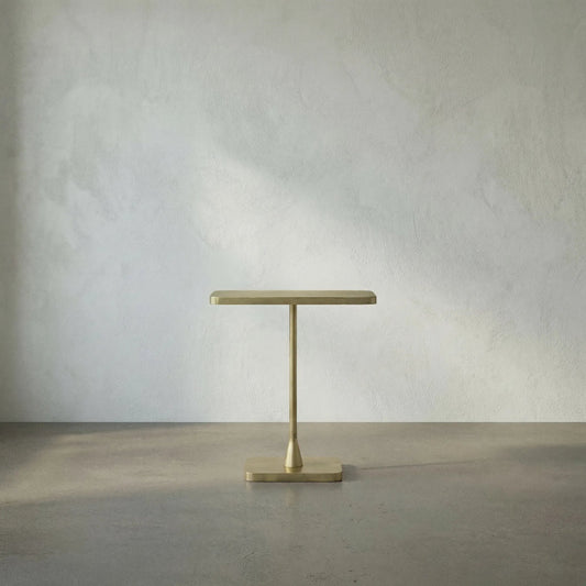 Hild Side Table by Noir in antique brass. Made from metal in a transitional style.