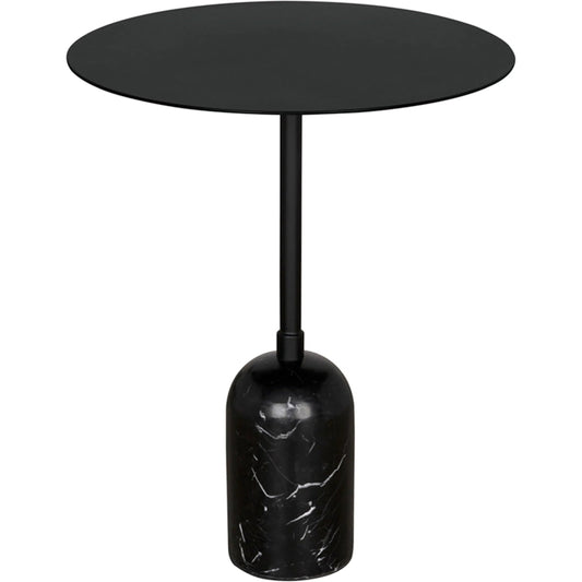 Shantu Side Table with Metal Top by Noir in matte black. Made from iron, marble in a modern style.