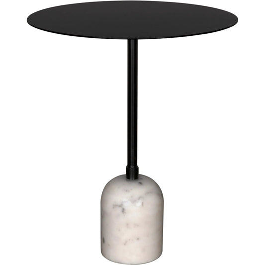 Letitia Side Table by Noir in matte black. Made from iron, marble in a modern style.