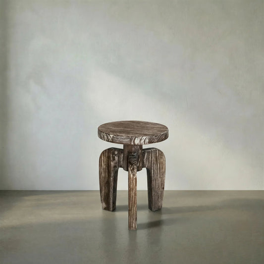 New Shizue Small Side Table by Noir in distressed mindi. Made from wire brushed mindi in a modern style.