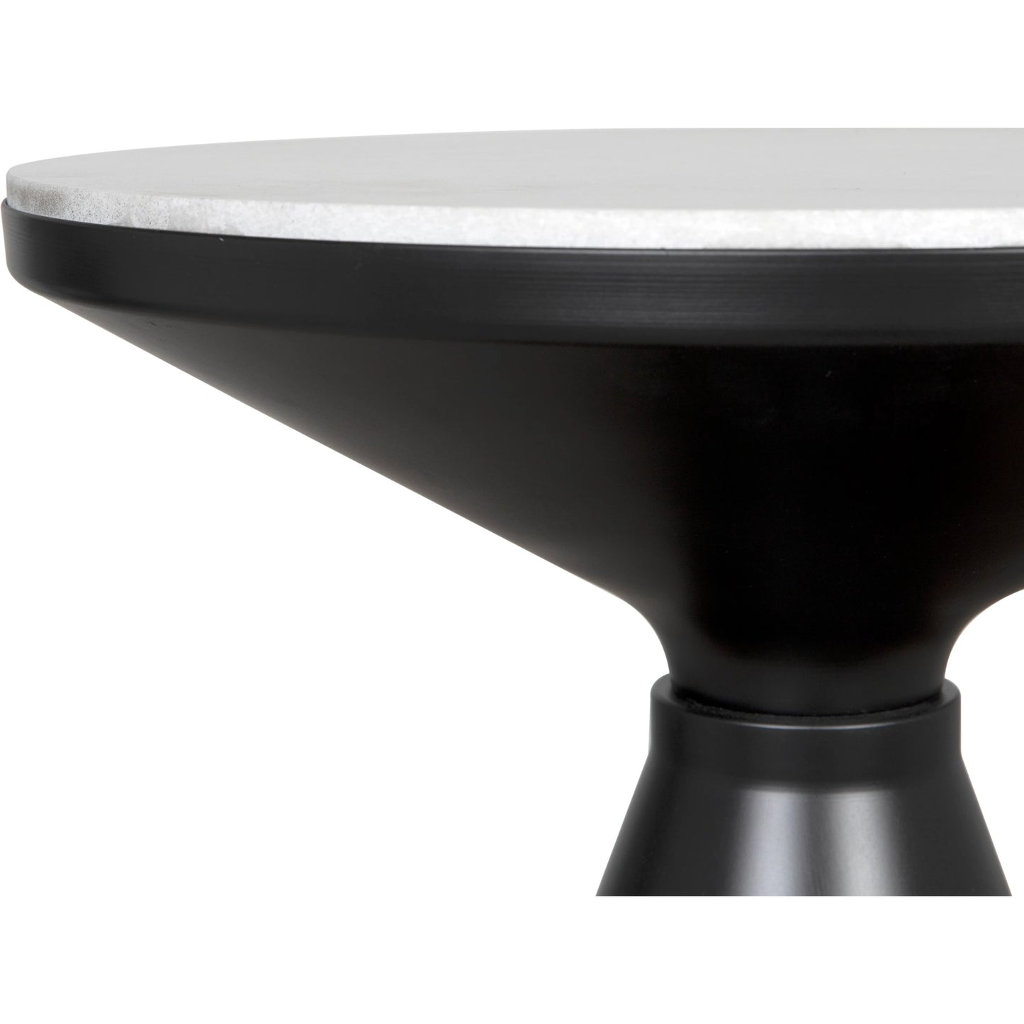 004 SI-2137032 | Closeup | Marley Side Table by Noir in matte black. Made from industrial steel and bianco crown marble in a modern style.