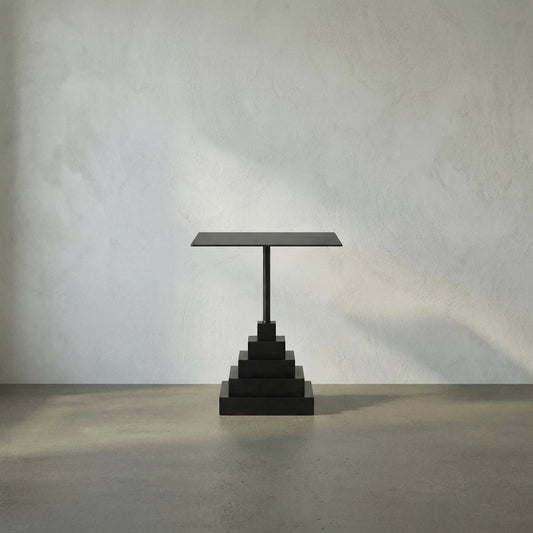 Nova Square Side Table by Noir in matte black. Made from industrial steel in a modern style.