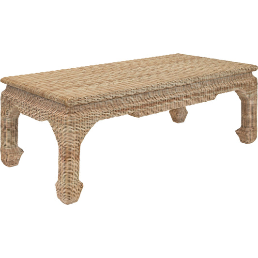 Guinevere Ming Style Coffee Table by Worlds Away in woven rattan. Made from unique in a cottage & farmhouse style.