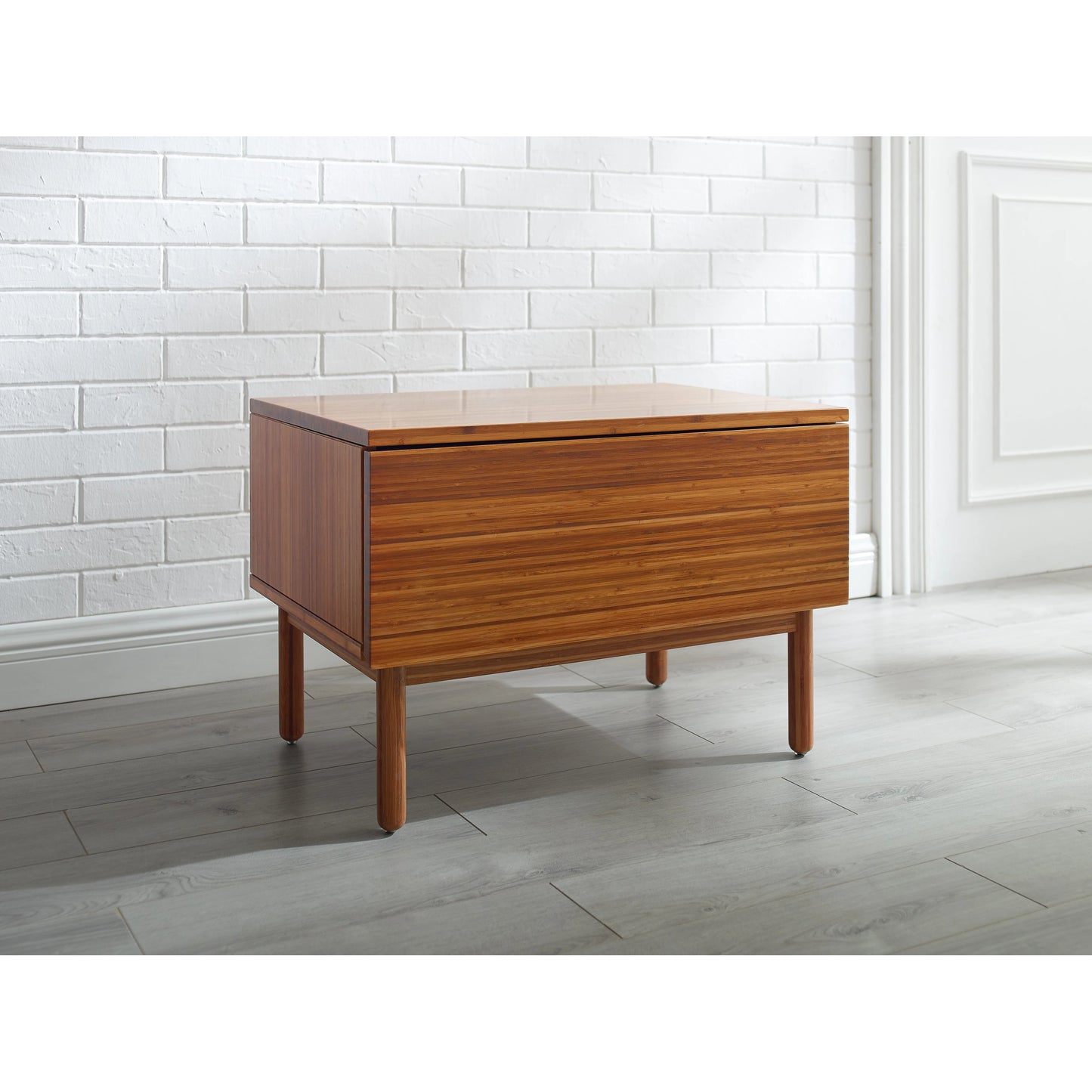010 SR-851337 | Lifestyle | Ventura Nightstand by Greenington in amber. Made from solid moso bamboo in a modern style.