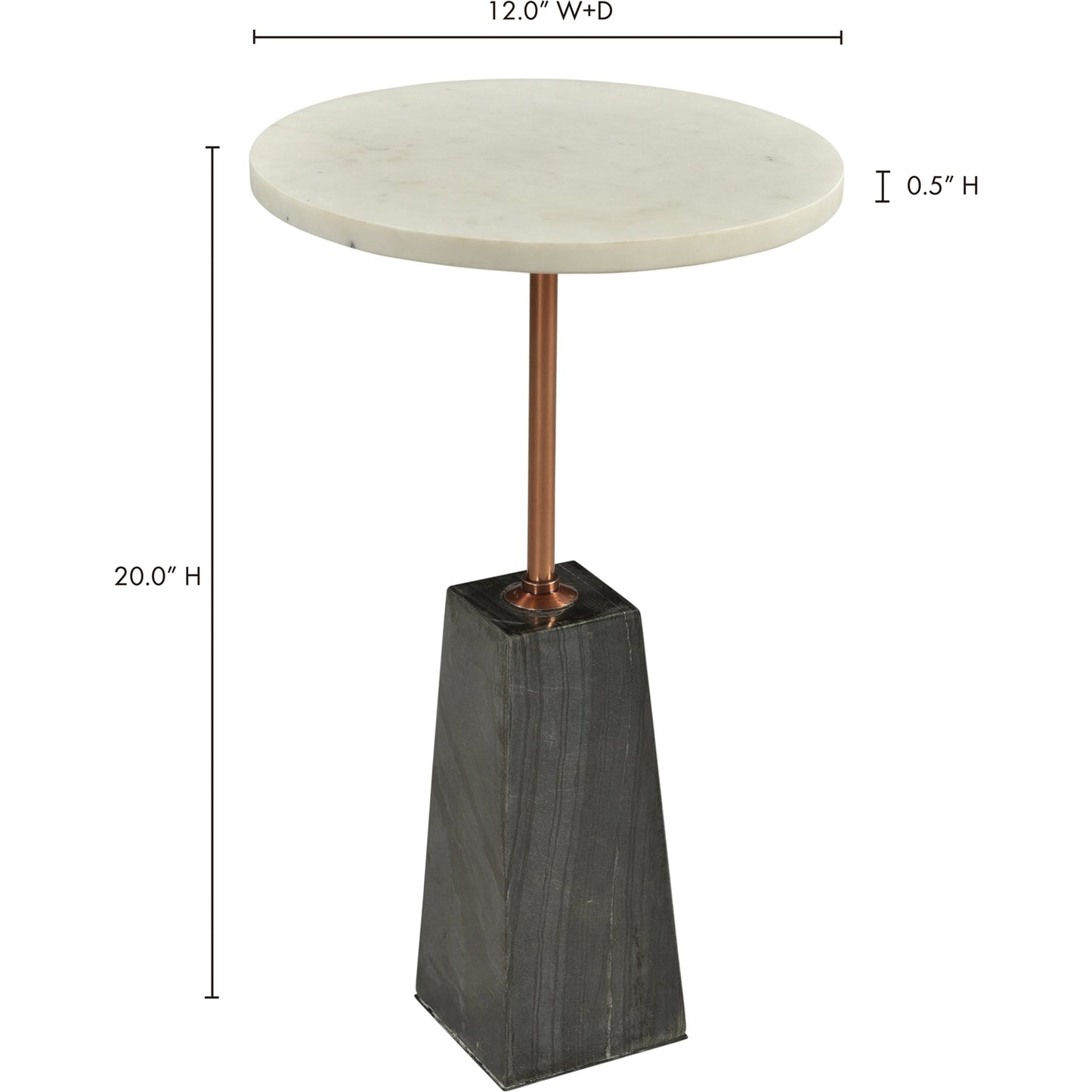 005 SI-2121904 | Lifestyle | Dawn Accent Table by Moe's Home Collection. Made from white marble top, dark grey marble base, brass finished iron post in a modern style.