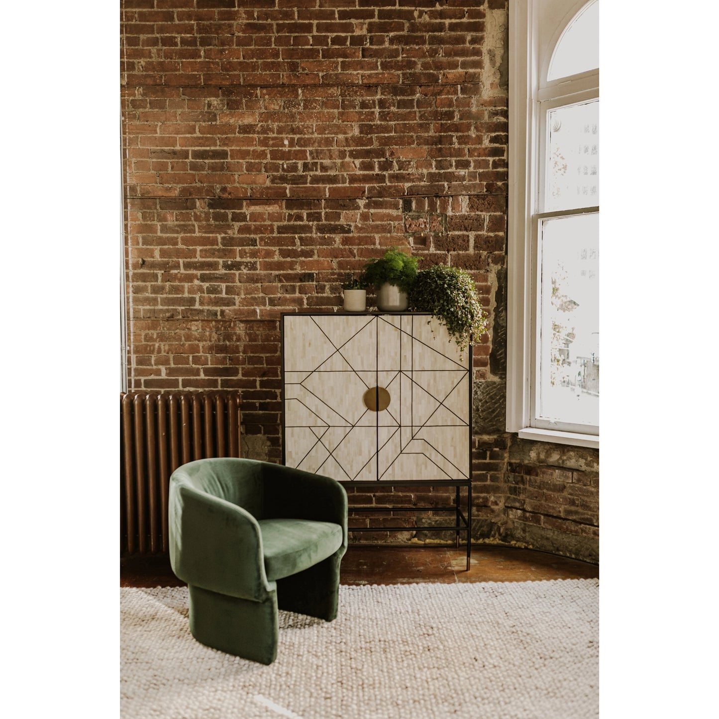 006 SI-2122068 | Lifestyle | Shaws Cabinet by Moe's Home Collection. Made from solid mango cabinet, bone veneer, iron base, mdf in a modern style.