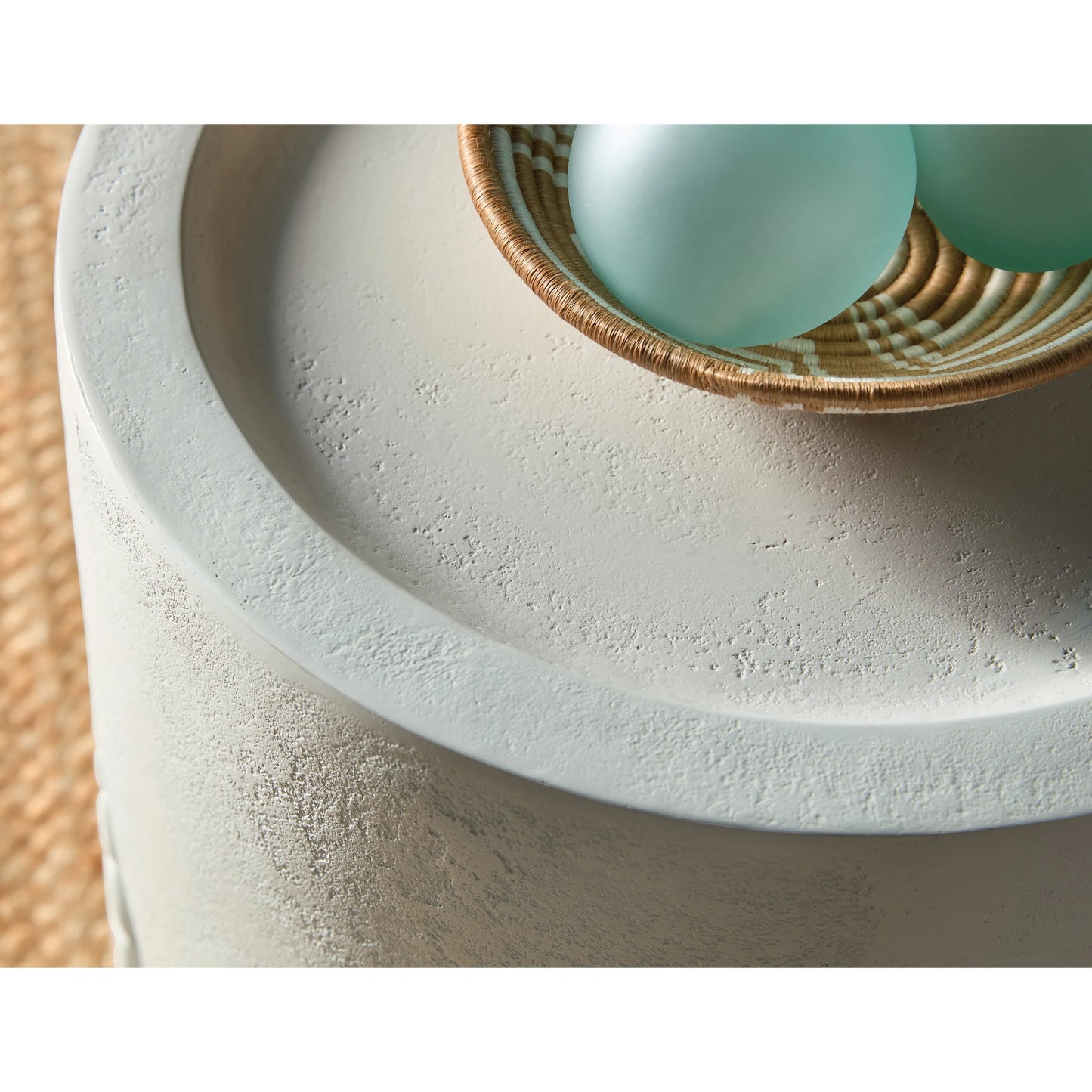 003 SI-2354012 | Closeup | Commerce and Market Amelia Round End Table by Hooker Furniture in white plaster. Made from wood, resin in a modern style.