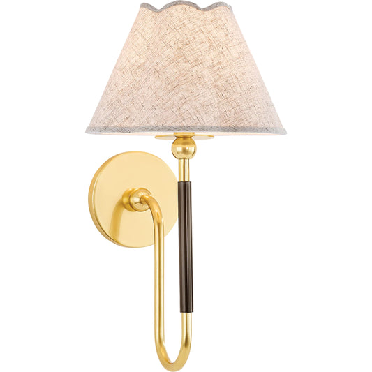 Janie Wall Sconce by Mitzi in aged brass, true bronze. Made from steel in a unique style.