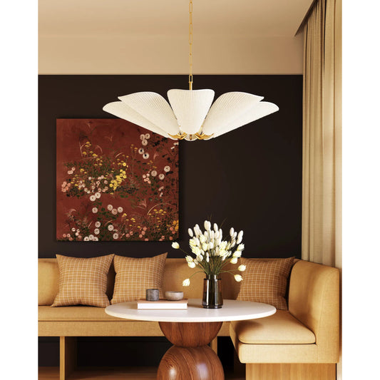 Winifred Chandelier by Mitzi in aged brass. Made from unique in a unique style.