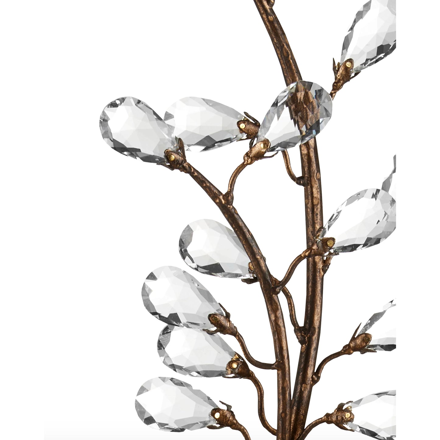 004 SI-1923891 | Closeup | Crystal Bud Tall Wall Sconce by Currey and Company in cupertino. Made from wrought iron, crystal in a modern style.