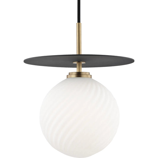 Ellis Pendant by Mitzi in aged brass, black. Made from steel in a modern style.