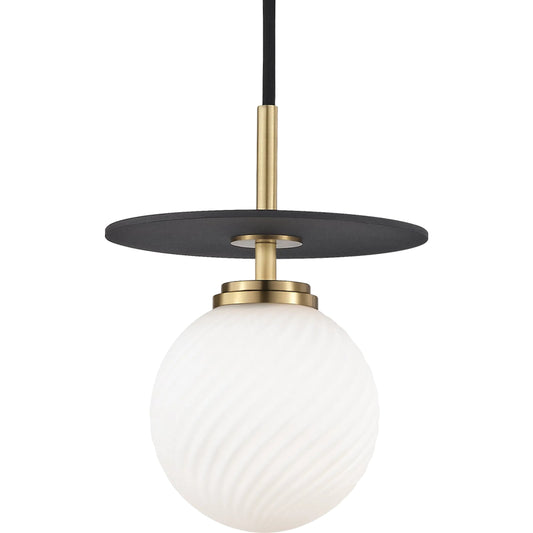 Ellis Pendant by Mitzi in aged brass, black. Made from steel in a modern style.