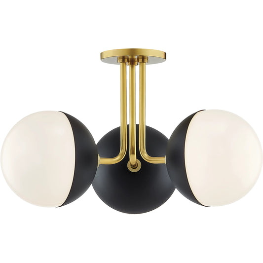 001 SR-763334 | Primary Silo | Renee Semi Flush by Mitzi in aged brass black. Made from steel in a modern style.
