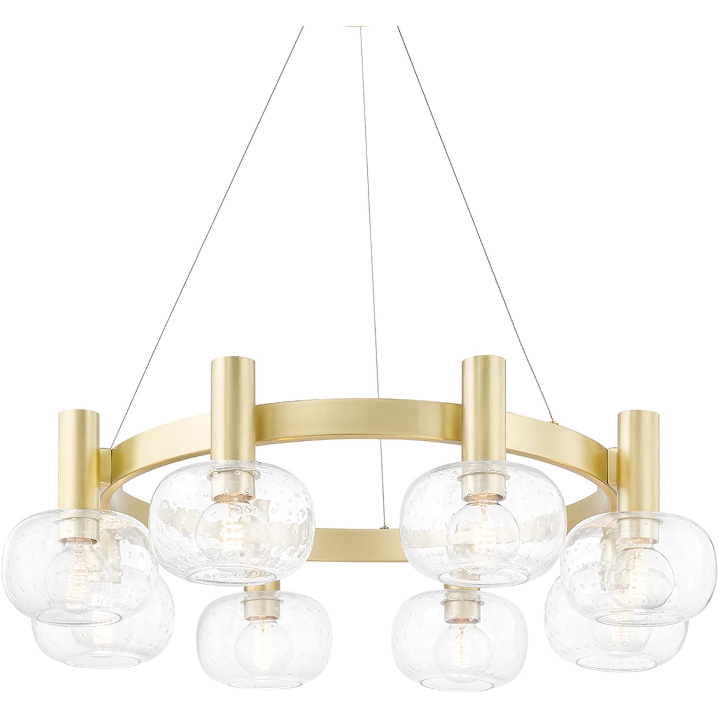 001 SR-860153 | Primary Silo | Harlow 8 Light Chandelier by Mitzi in aged brass. Made from steel in a transitional style.
