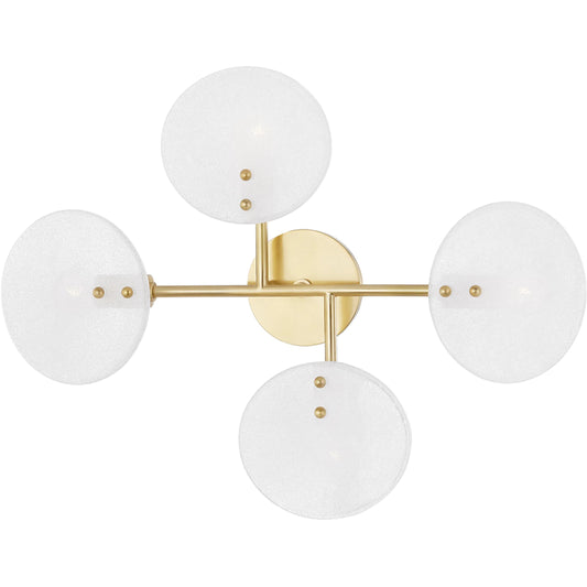 001 SR-860137 | Primary Silo | Giselle 4 Light Wall Sconce by Mitzi in aged brass. Made from steel in a modern style.