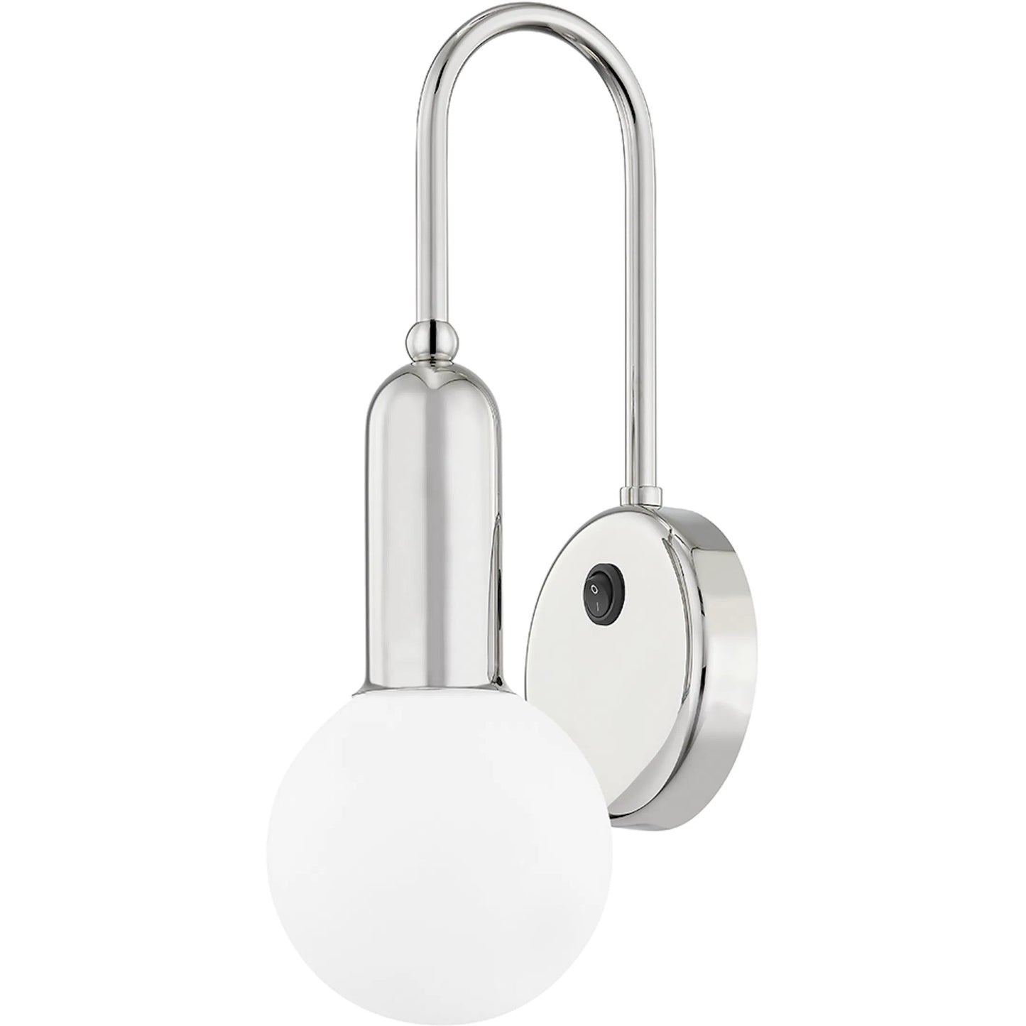 001 SR-860120 | Primary Silo | Gabby 1 Light Wall Sconce by Mitzi in polished nickel. Made from steel in a modern style.