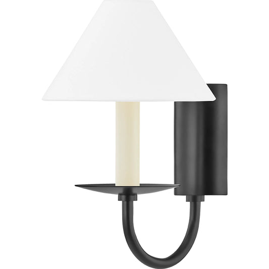 Lenore Wall Sconce by Mitzi in soft black. Made from steel in a traditional style.