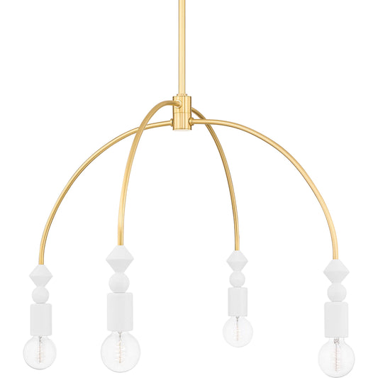 Flora Chandelier by Mitzi in aged brass. Made from steel in a modern style.