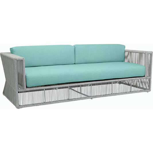 Miami Outdoor Sofa by Sunset West in frost. Made from olefin rope in a coastal style.