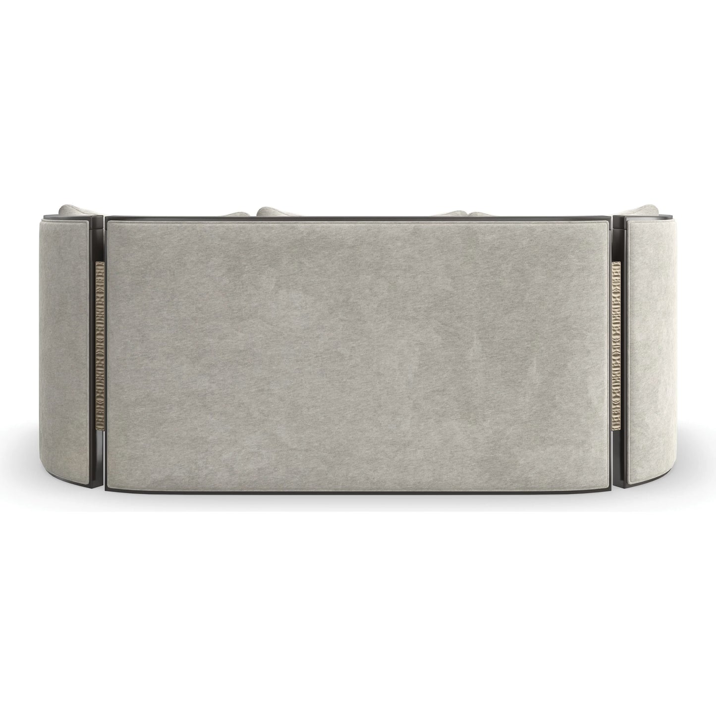 002 SI-2193911 | Primary Silo | Cut Away Sofa by Caracole in seal skin, brushed gold. Made from birch in a unique style.