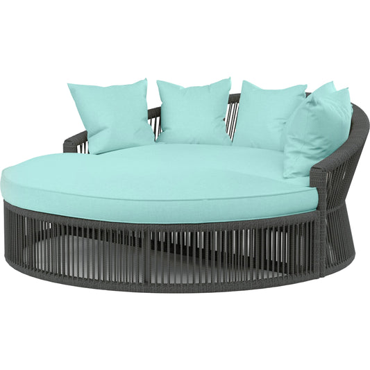 Milano Outdoor Daybed by Sunset West in slate. Made from olefin rope in a coastal style.