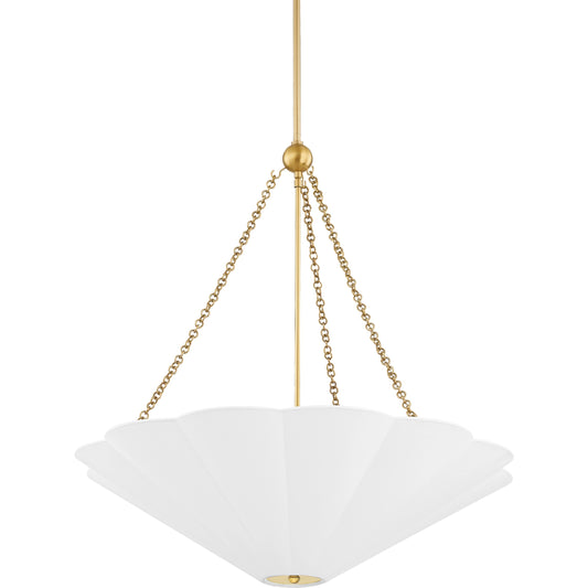 Alana 3 Light Pendant by Mitzi in aged brass. Made from iron in a modern style.