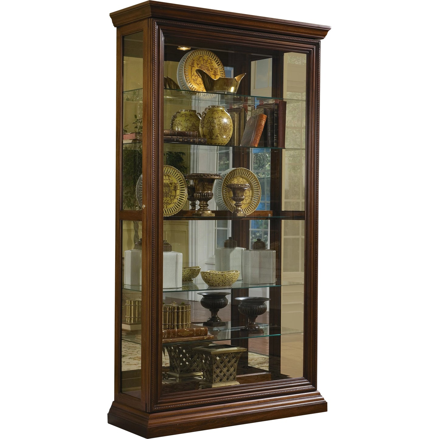 002 SI-2155655 | Additional Silo | 43'' Wide Hardwood Two Way Sliding Door Curio Cabinet in Rich Brown by Pulaski Furniture in rich brown. Made from poplar solids with birch veneers in a traditional style.