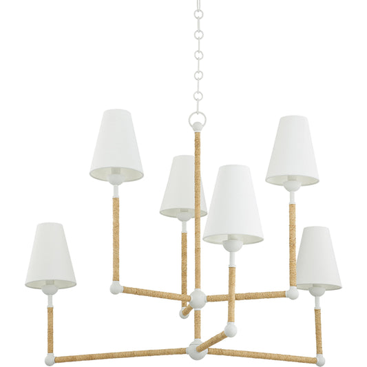 Mariana 6 Light Chandelier by Mitzi in textured white. Made from steel in a modern style.