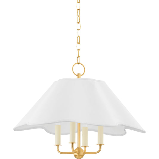 Rosanna 4 Light Chandelier by Mitzi in aged brass. Made from steel in a modern style.