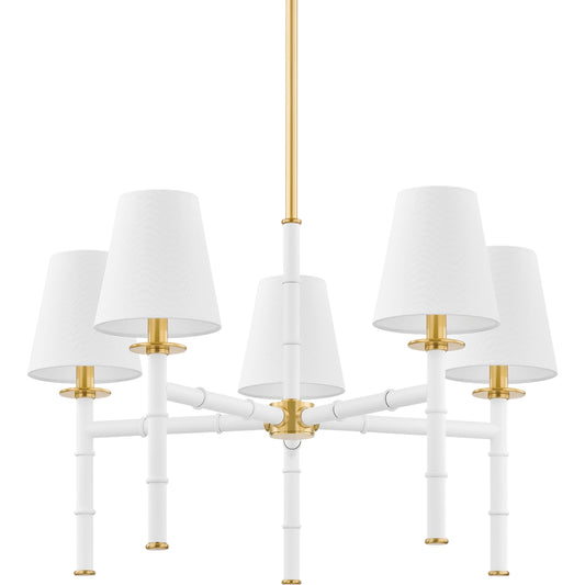 002 SI-2055275 | Primary Silo | Banyan Chandelier by Mitzi in white, aged brass. Made from steel in a modern style.