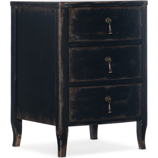 Ciao Bella Telephone Table by Hooker Furniture in aged black. Made from maple veneers, solid-wood edge top in a traditional style.