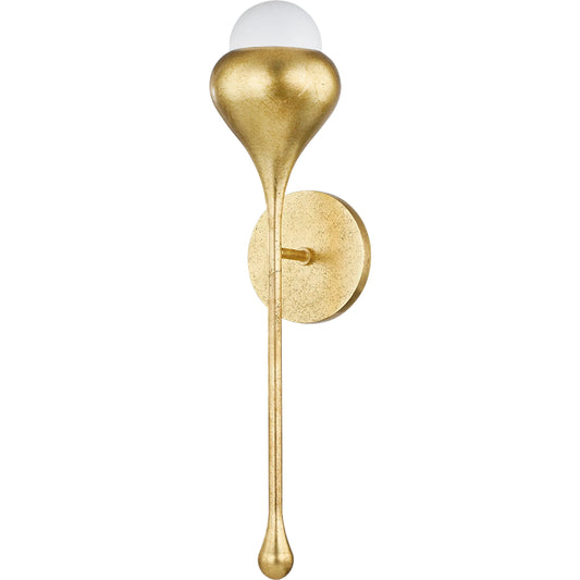 Luciel Wall Sconce by Mitzi in vintage gold leaf. Made from steel in a modern style.
