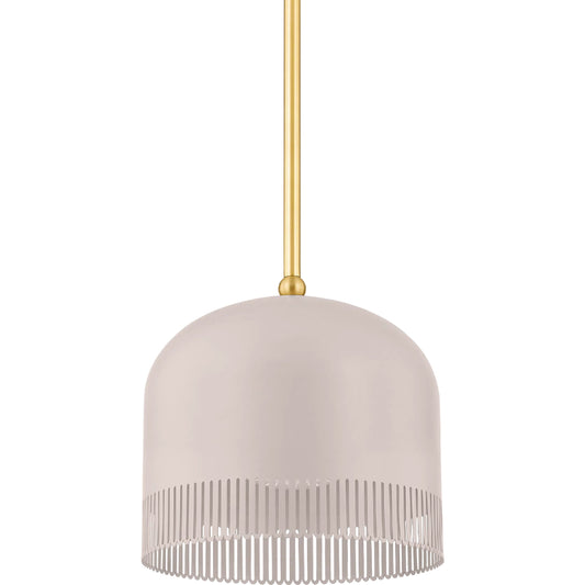 Liba Pendant by Mitzi in aged brass, soft peignoir. Made from steel in a transitional style.