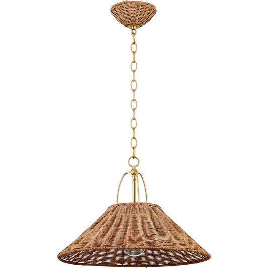 Davida Pendant by Mitzi in aged brass. Made from steel in a rustic style.