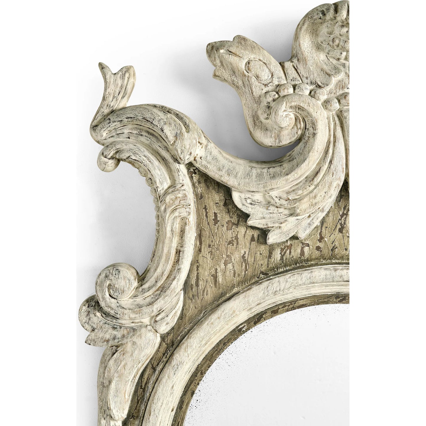 004 SI-2334500 | Closeup | Leicester Mirror by Jonathan Charles in white and washed acacia. Made from acacia in a traditional style.