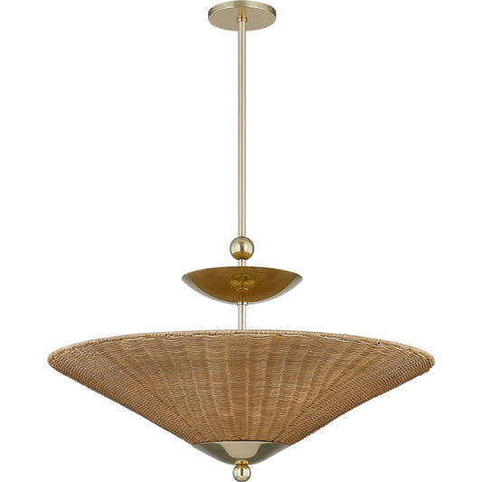 Perilla Pendant by Mitzi in aged brass. Made from steel in a rustic style.
