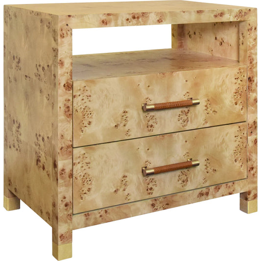 Hancock Two Drawer Side Table by Worlds Away in brown. Made from unique in a modern style.