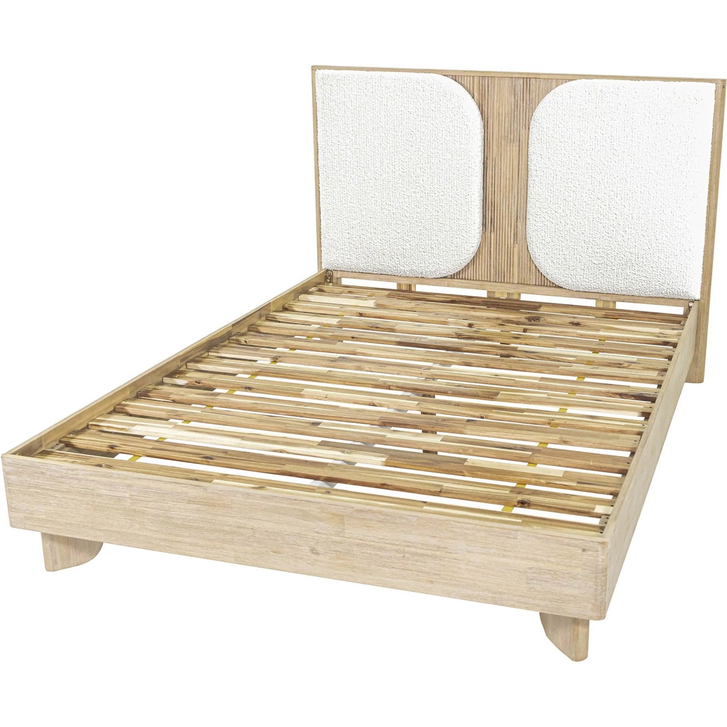 014 SI-2325063 | Unknown | Haru Bed by LH Imports in beige, white boucle and sand wash. Made from acacia, 95% polyester, 5% acrylic in a unique style.