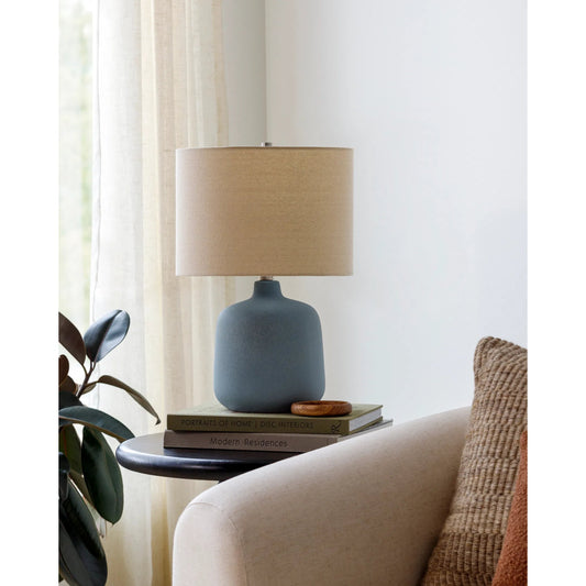 Harmonie Table Lamp - 524539 by Livabliss in finial: metallic - nickel, harp: metallic - nickel, cord: translucent and plated. Made from ceramic, linen, iron in a modern style.