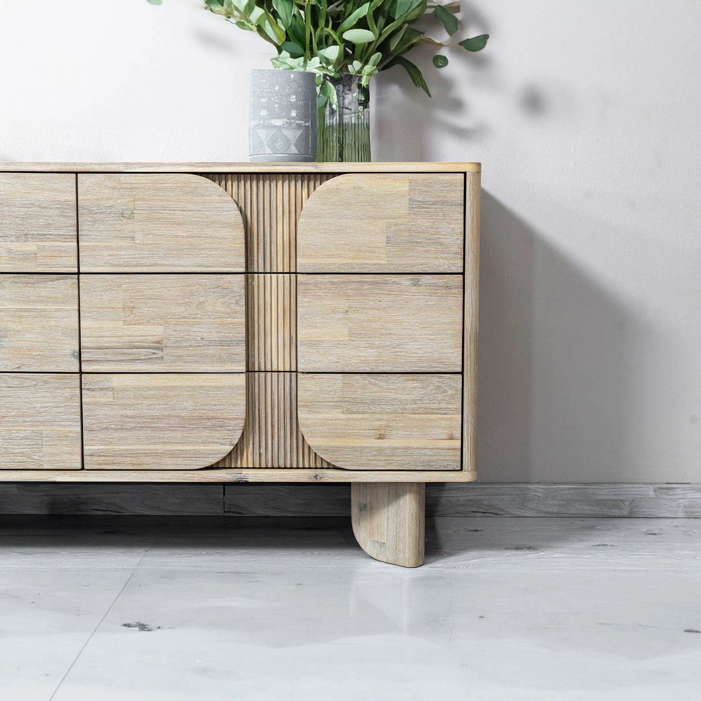 004 SI-2325067 | Unknown | Haru 6-Drawer Dresser by LH Imports in beige and sand wash. Made from acacia, acacia veneer, mdf in a unique style.