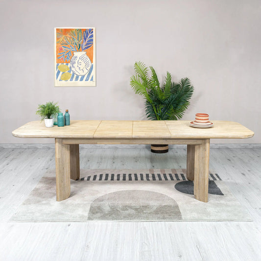 Haru Extension Dining Table (70"/102") by LH Imports in beige and sand wash. Made from acacia in a transitional style.