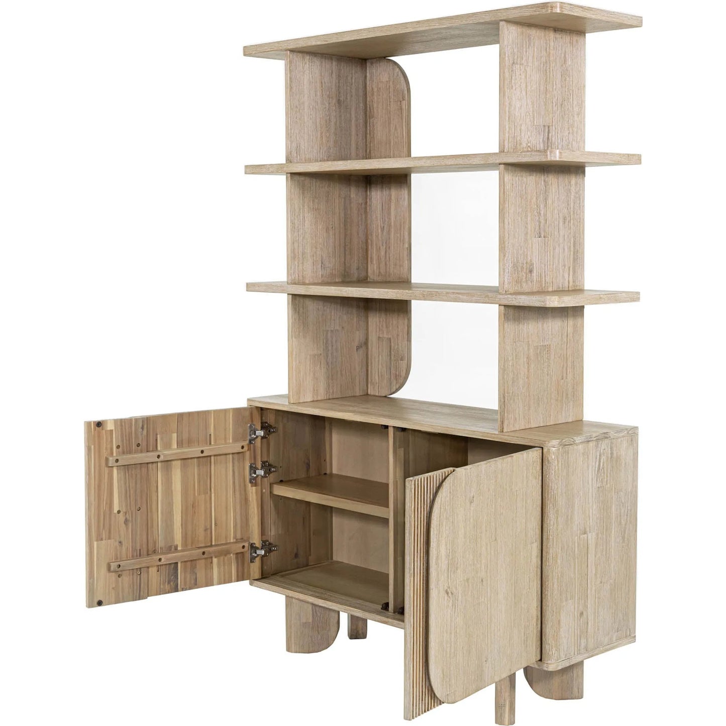 009 SI-2325070 | Unknown | Haru Bookcase by LH Imports in beige and sand wash. Made from acacia, acacia veneer, mdf in a unique style.