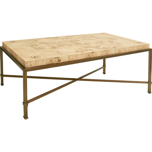Hardwick Coffee Table by Worlds Away. Made from iron, brass, solid wood in a modern style.