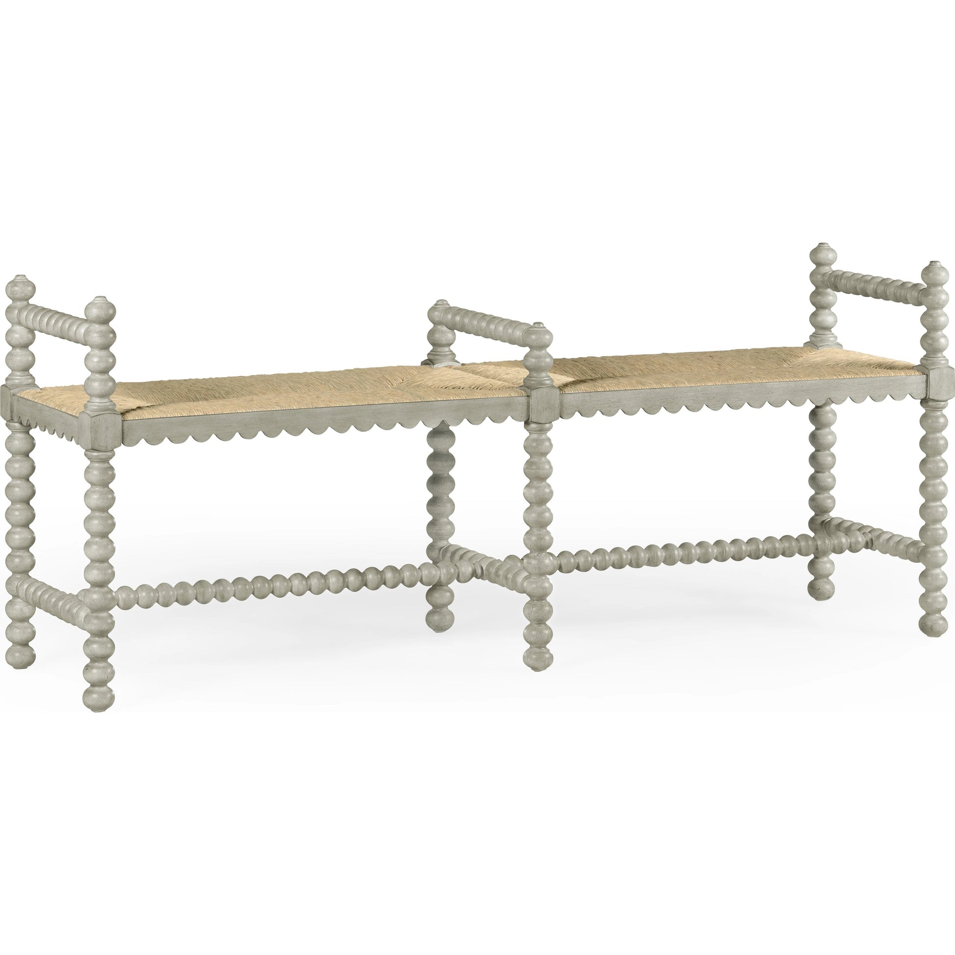 William Yeoward Bellingham Double Bench by Jonathan Charles in grey and country gray. Made from acacia in a cottage & farmhouse style.