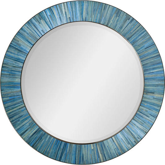 001 SI-2535747 | Primary Silo | Sapphire Round Wall Mirror by Jonathan Charles in azure blue straw. Made from main straw in a unique style.