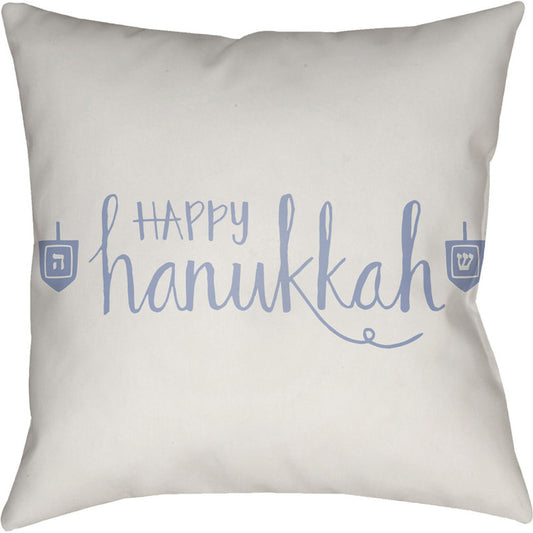 Happy Hannukah Pillow - 18237 by Livabliss. Made from front: 100% polyester, back: 100% polyester in a modern style.